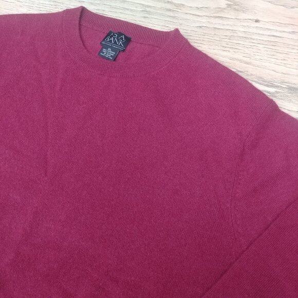 Jos A Bank Men XL 100% cashmere soft dark red crewneck sweater - Picture 2 of 12